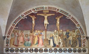 La Crocifissione, con SS. Cosma, Damiano, Francesco e Bernardo, 1442 da Fra Angelico